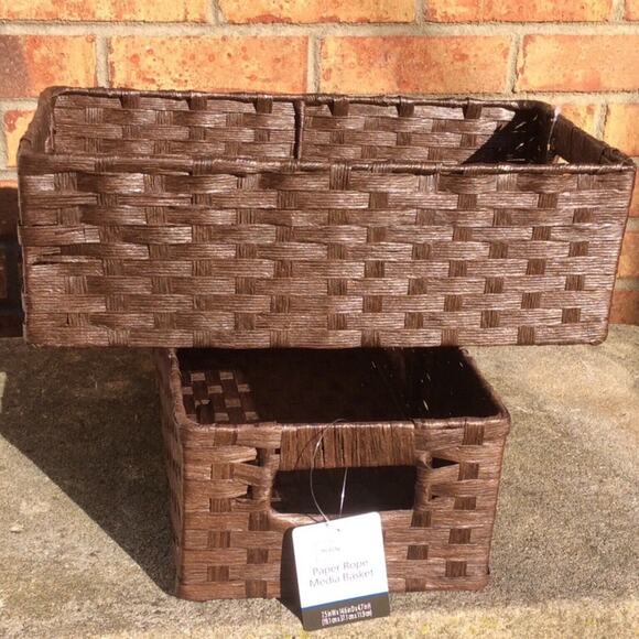 Mainstays Paper Rope Baskets Set of 2 Rectangular Brown Organization Storage NIP - Picture 5 of 5